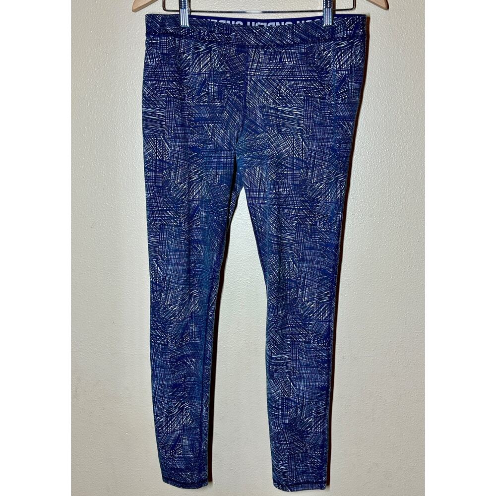 Under Armour Leggings Blue White AllSeasonGear Cotton Blend Yoga Gym Casual Wear